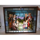 Two framed early religious stained glass