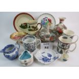 Assorted decorative and ornamental ceramics, including Motto Ware, Chinese famille rose, crested,