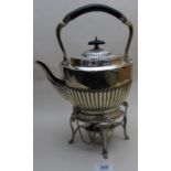A silver kettle and stand with spirit burner, Sheffield 1899,