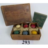 A vintage boxed set of 6 'Crystalate' billiard balls and booklet est: £30-£50