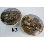 Two Victorian colour printed Pratt Ware pot lids and bases, "The Residence of Anne Hathaway,