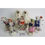 Seven pieces of 19th century Staffordshire pottery,