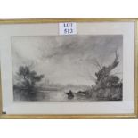 George Sheffield (1839-1892) - 'Lake and trees', charcoal drawing, signed and dated,