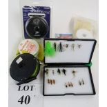 Angling Interest - 2 reels, a shadow and a viper-line, a box of fly lure hooks,