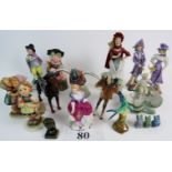 Three Beswick animal figures, 2 Hummel figures, an early Staffordshire pottery figure,