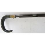 A horn handled 410 shooting walking stick with hidden trigger, (U.