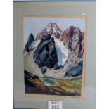 Alpine School (1945) - 'Alps scene', watercolour/gouche, indistinctly signed, dated,