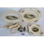 A vintage china 'Woods Ivory Ware' 7 piece part fish service,