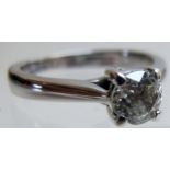 An 18ct white gold diamond solitaire ring, approx 0.