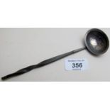 A small Georgian silver toddy ladle with whale bone handle,