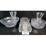 Good quality cut glassware, to include a pair of Waterford champagne flutes, oval covered box,