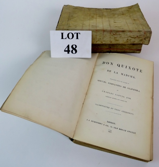 Three volumes Don Quixote De La Mancha, translated by Charles Jarvis Esq,