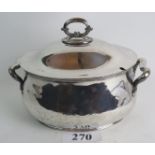 A good quality antique Elikington & Co silver plated twin-handled tureen and cover,