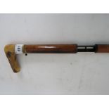 Du Monthier 410 shooting walking stick with horn handle and button trigger,