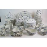 A vintage Furnivals Ltd 89 piece part blue and white dinner tea & coffee service in the "DENMARK"