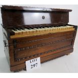 A late 19th/early 20th century table organ, bellow driven, in working order, 54cm wide,
