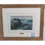 Michael D'Auilar (1924-2011) - 'Panoramic lake scene landscape', pastel, signed,