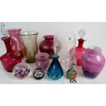 Glassware, to include a Webb Crystal Coronation goblet, a Royal Brierley iridescent vase,