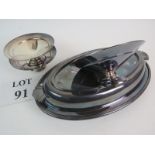 A set of 3 Mappin & Webb Art Deco silver plated pedestal dishes,