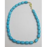 Turquoise howlite gemstone necklace, 18" approx, 18k gold/925,