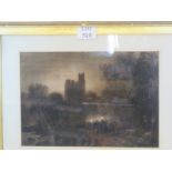 George Sheffield (1839-1892) - 'Storming of castle', sepia watercolour, signed and dated,