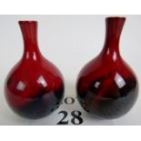 A pair of Royal Doulton 'Flambe Veined' bottle vases, number 1606,