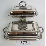 Two vintage silver plated entree dishes and covers est: £20-£40