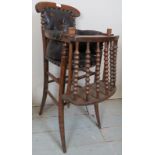 A Victorian turned child's high chair up