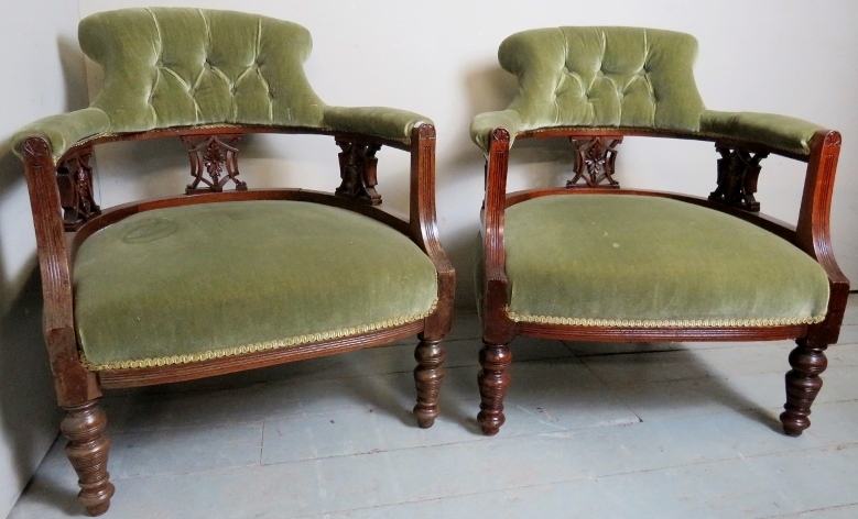 A pair of Victorian mahogany framed tub