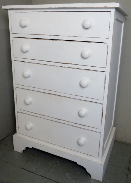 A 19th Century white painted chest of fi
