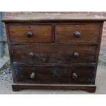 A 19th Century oak chest of two short ov