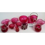 A collection of cranberry glass, to incl