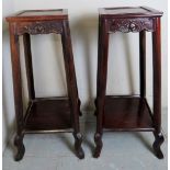 A pair of Chinese carved hardwood jardin