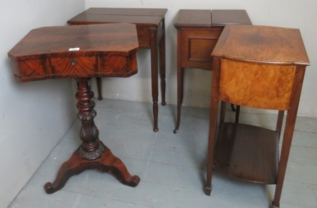 A collection of four antique sewing tabl