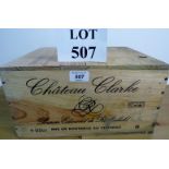 6 bottle case of good quality red wine being Château Clarke, Listrac-Medoc,