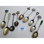 Four silver and enamelled commemorative teaspoons, all fully hallmarked,