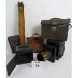 A Victorian Junior Special camera, oak tripod, other antique/vintage cameras and equipment,