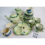 A vintage hand-painted matched part Tea Set, approx. 37 pieces (a/f).