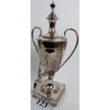 A good quality 19th century silver plated `Classical Revival' tea/wine urn, 39cm high.