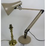 A vintage angle-poise lamp, and a period-style brass table lamp (a/f).