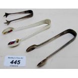 Three pairs of silver sugar tongs, all fully hallmarked, approx.