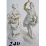 A pair of 19th century German blanc de chine porcelain figures modelled as a male and female