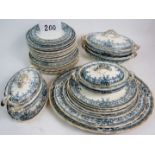 A late 19th century English blue and white 30 piece part dinner service in the "Oxford" pattern,