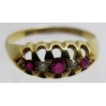 An 18ct gold diamond and ruby set ring,