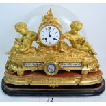 A fine quality 19th century French ormolu and Sevres porcelain panel mantel clock by Miroy Freres