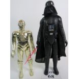 Two original 1978 Star Wars figures, Darth Vadar, 38cm high, and C3PO, 31cm high,