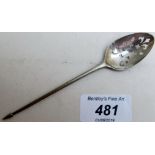 An antique white metal mote spoon,