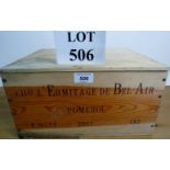 6 bottle case of good quality red wine being Château l'Hermitage de Bel Air, Pomerol,