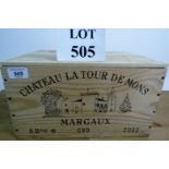 6 bottle case of good quality red wine being Château Les Tours des Mons,Margaux,