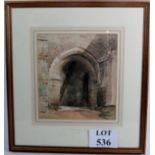 Lewis John Wood (1813-1901) - 'An arch at Haddon Hall', watercolour, inscribed to mount,